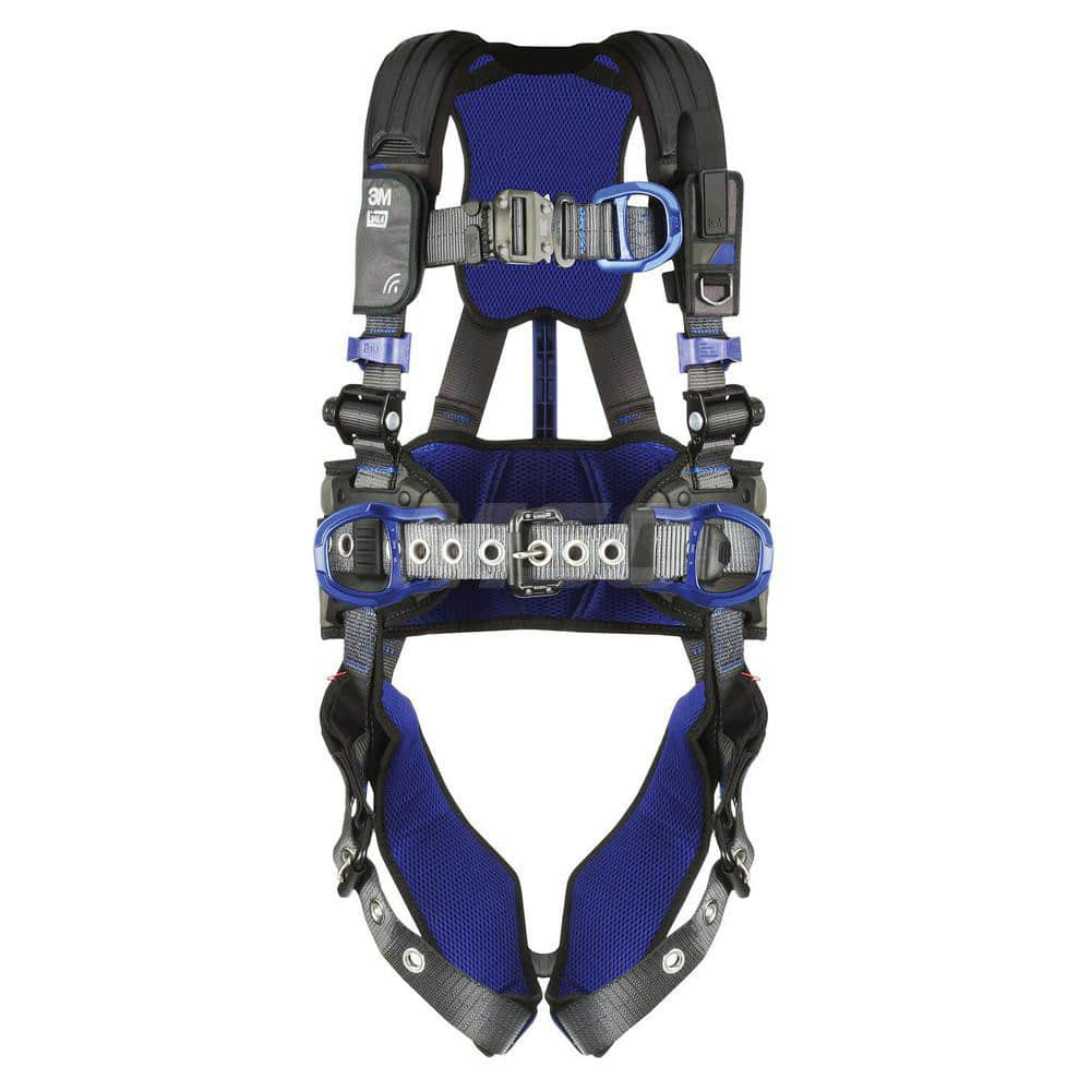 Fall Protection Harnesses: 420 Lb, Construction Style, Size Medium, For Climbing Construction & Positioning, Back Front & Hips Tongue Leg Strap, Quick-Connect Chest Strap