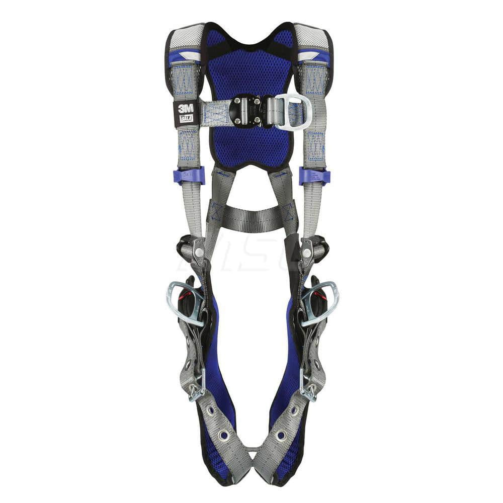 Fall Protection Harnesses: 420 Lb, Vest Style, Size 2X-Large, For Climbing & Positioning, Back Front & Hips Tongue Leg Strap, Pass-Through Chest Strap