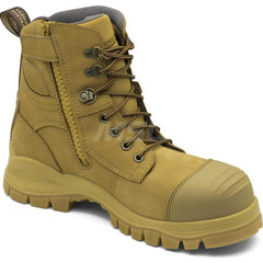 Work Boot: Size 10, 6″ High, Leather, Steel Toe Standard Width, Non-Slip Sole