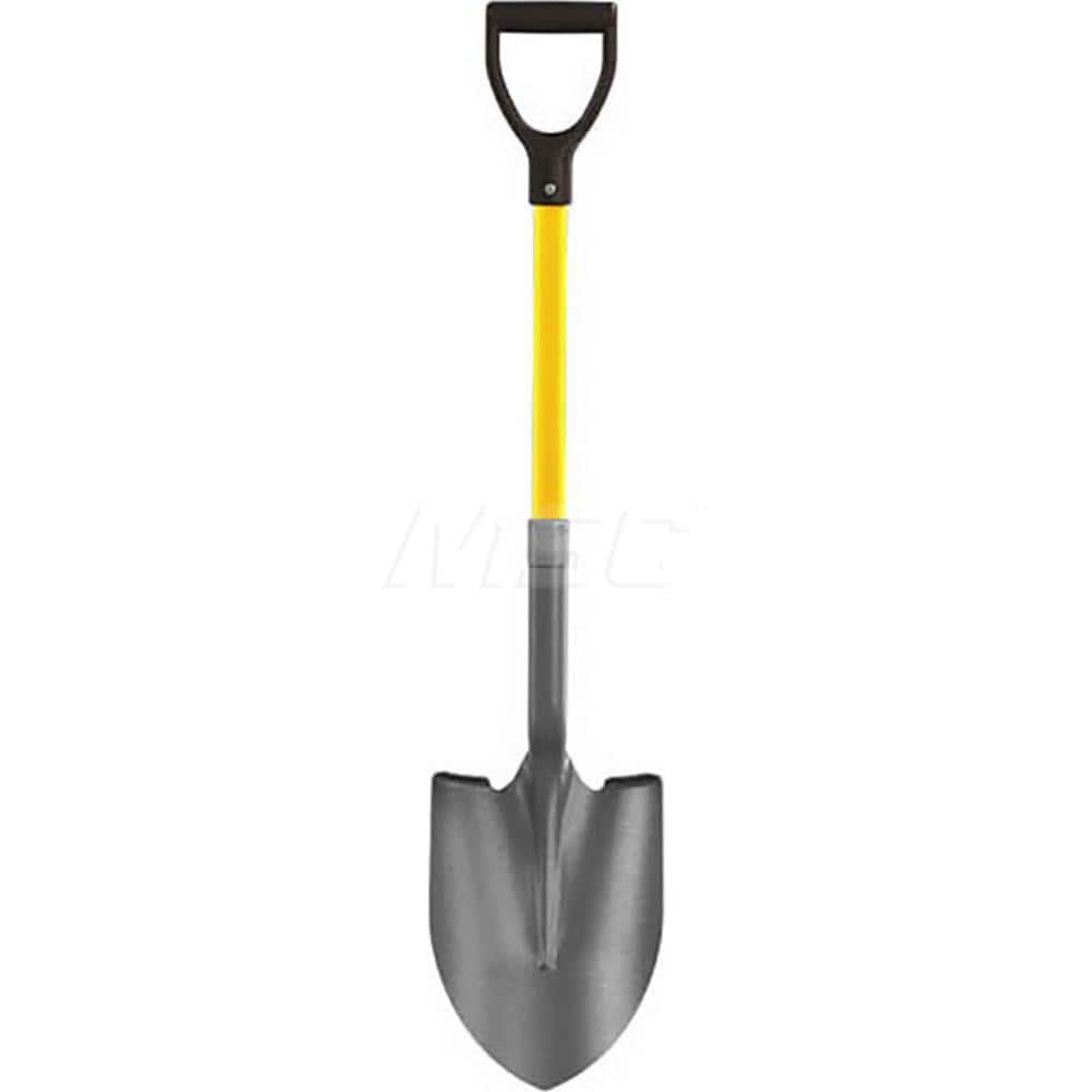 Digging Shovel: Steel, 12″ Blade Length, 8.75″ Blade Width 27″ Fiberglass D-Grip Handle