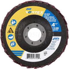 Flap Disc: 4-1/2″ Dia, 7/8″ Hole, Aluminum Oxide, Type 27 Non-Woven, Medium Grade, Fiberglass-Backed, 13,300 RPM