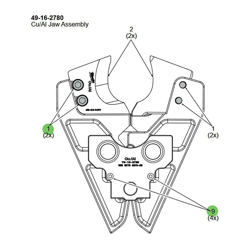 Handheld Shear & Nibbler Accessories; Accessory Type: Wire Cutting Jaw; For Use With: M18 FORCE LOGIC 600 MCM crimper 2679-20; Contents: (1) Cu/AI Cable Cutting Jaw; Includes: (1) Cu/AI Cable Cutting Jaw