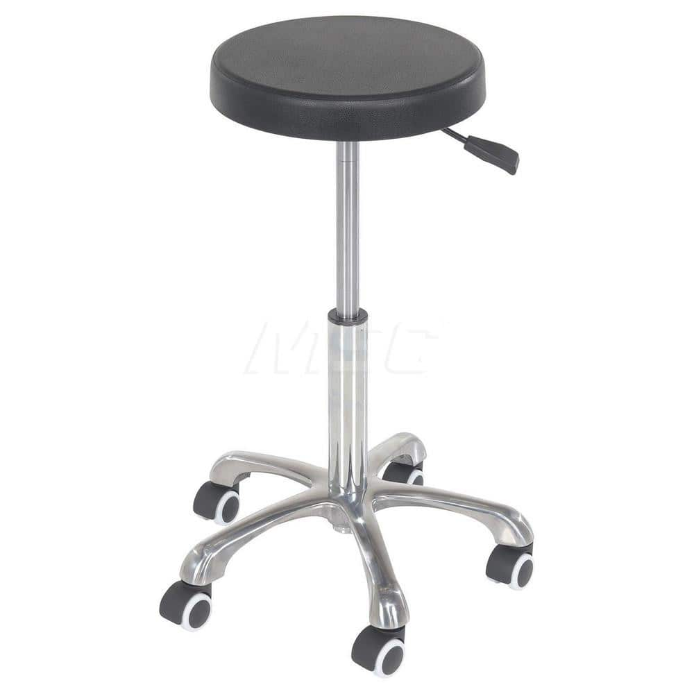 Swivel & Adjustable Stool: Polyurethane, Black Square, 27″ Seat Height, Steel Base