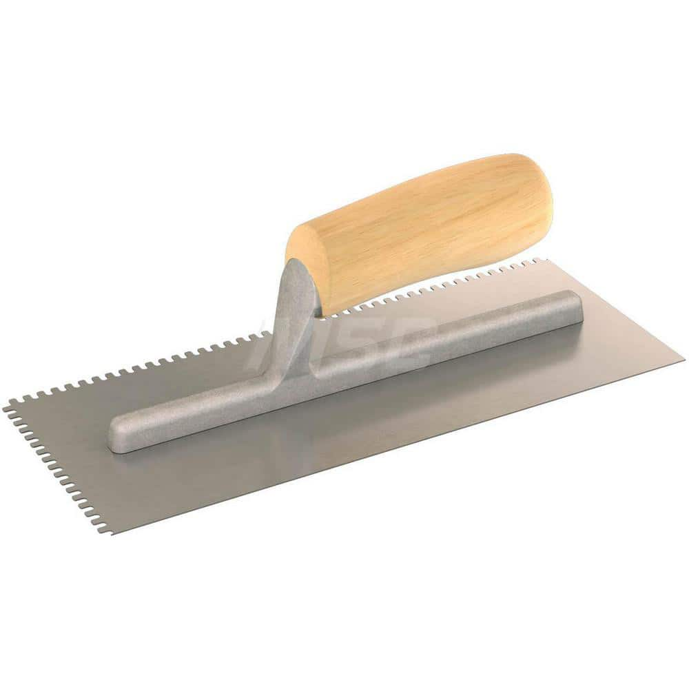 Trowels; Type: Notched Trowel; Trowel Type: Notched Trowel; Blade Type: U-Notch; Blade Material: Steel; Handle Material: Wood