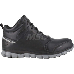 Work Boot: Size 11, Leather, Alloy Toe Black, Medium Width, Non-Slip Sole