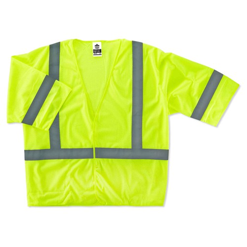 8310HL S/M Econo Class 3 Lime Hook & Loop Vest - A1 Tooling