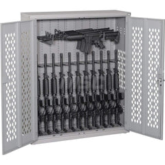 Gun Cabinets & Accessories; Type: Weapon Rack; Width (Inch): 42; Depth (Inch): 15; Height (Inch): 50; Type of Weapon Accomodated: M16; M4; Gun Capacity: 15; Color: Stealth; Battleship Gray; Desert Sand