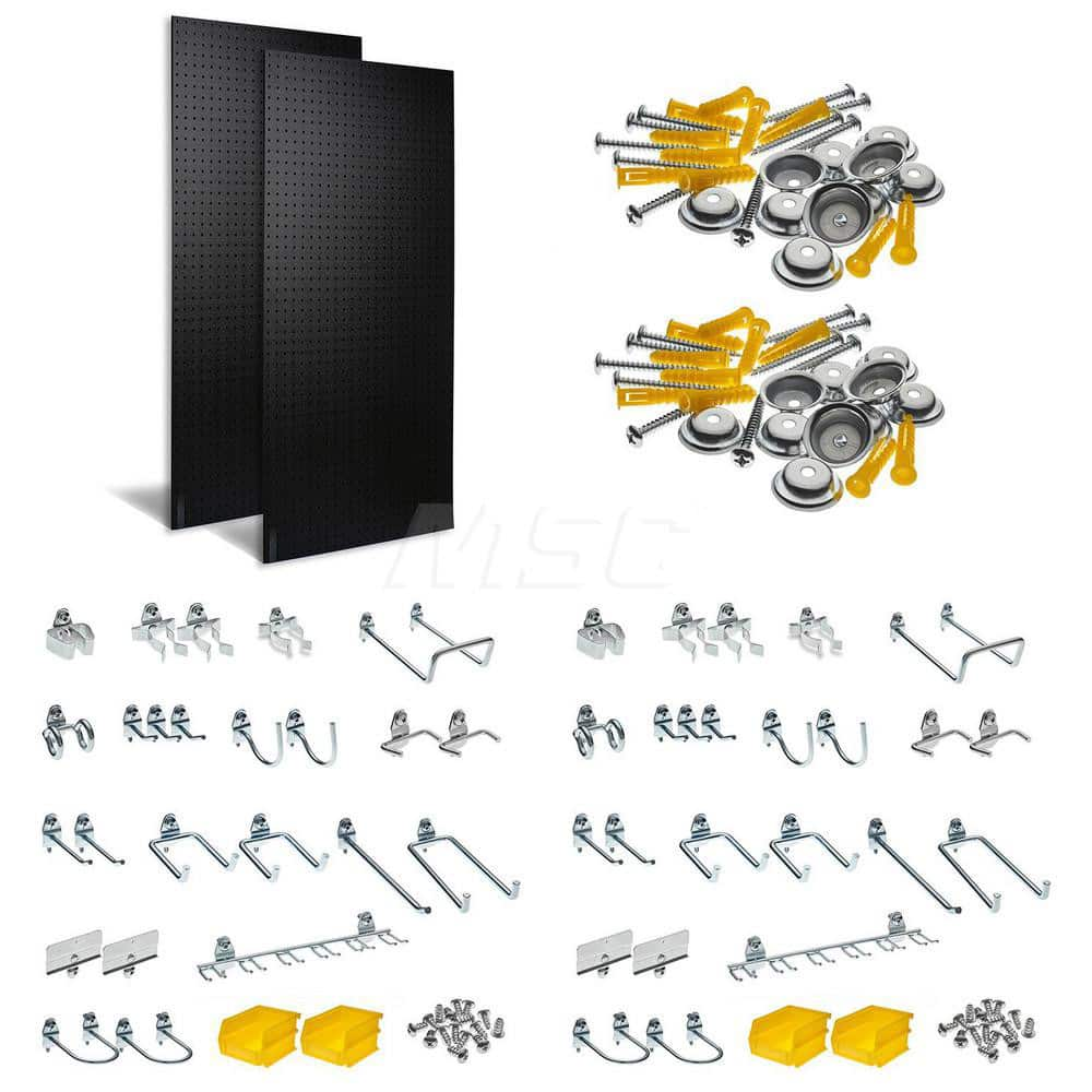 Peg Boards; Width (Inch): 48; Height (Inch): 1/4; Number of Panels: 2; Color: Black; Number Of Hooks: 48; Base Length (Inch): 24