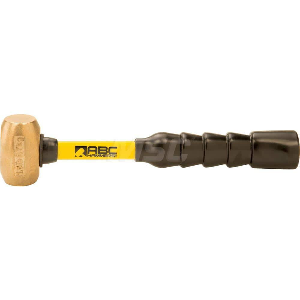 1.5 lb Brass Striking Hammer, Non-Sparking, Non-Marring 1-1/4 ™ Face Diam, 2-3/4 ™ Head Length, 12 ™ OAL, 10-1/2 ™ Fiberglass Handle, Double Faced 1-1/4″ Face Diam, 2-3/4″ Head Length, 12″ OAL, 10-1/2″ Fiberglass Handle