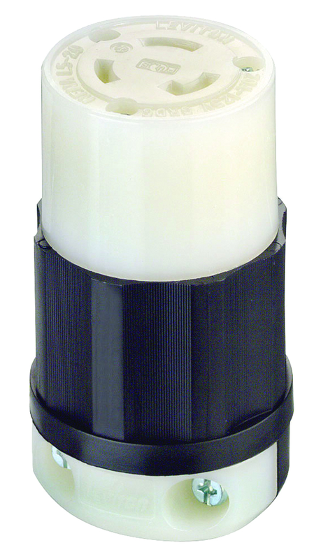 20 Amp; 125 Volt; NEMA L5-20R; 2P; 3W; Locking Connector; Industrial Grade; Grounding - Black-White - A1 Tooling