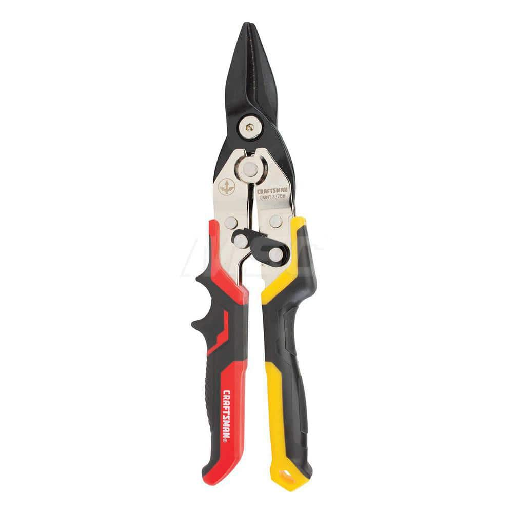 Aviation Snips: 4.33″ OAL, 1.18″ LOC, Steel Blades Use with HVAC, Straight, High Carbon Steel Handle