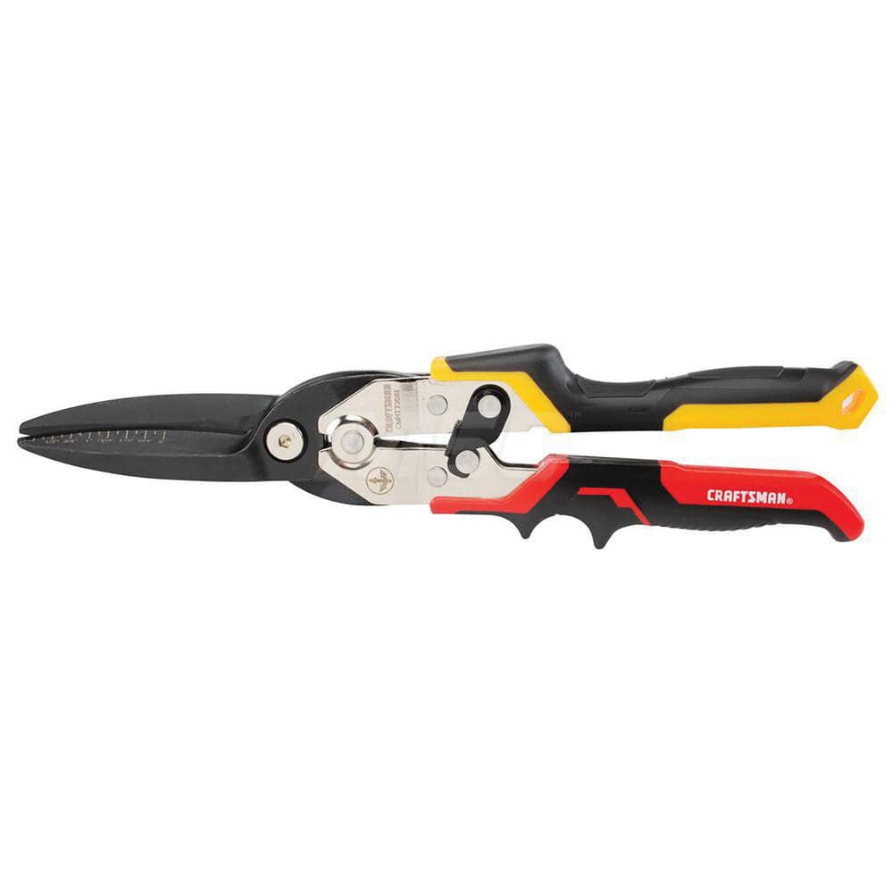 Aviation Snips: 4.33″ OAL, 3.18″ LOC, Steel Blades Use with HVAC, Straight, High Carbon Steel Handle