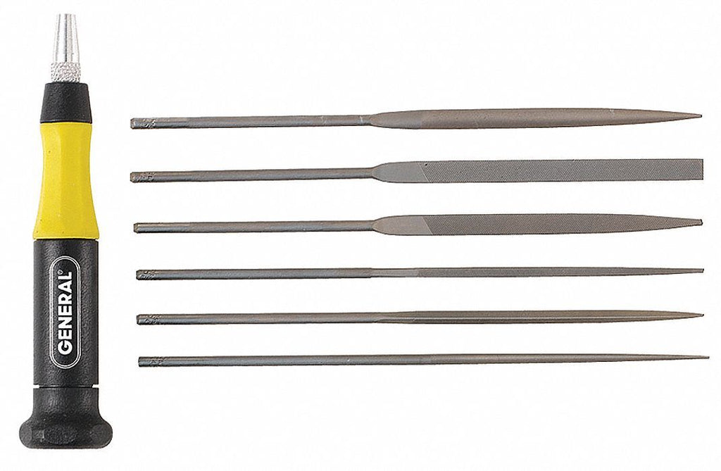 5-1/2" Swiss Pattern Needle File Set with Natural Finish; Number of Pieces: 6 - A1 Tooling