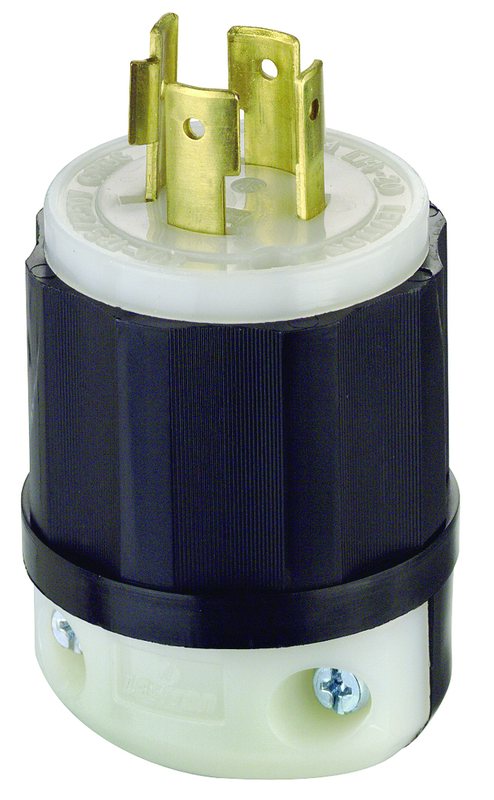 20 Amp; 125/250 Volt; NEMA L14-20P; 3P; 4W; Locking Plug; Industrial Grade; Grounding - Black-White - A1 Tooling