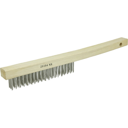 Vortec Pro Hand Wire Scratch Brush, .012 Stainless Steel Fill, Curved Handle, 3 × 19 Rows - A1 Tooling