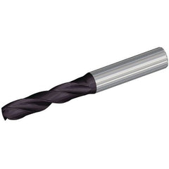 11 mm Dia. × 12 mm Shank × 55 mm Flute Length × 102 mm OAL, 140°, TiAlN, Coolant Thru, Round Solid Carbide Drill - Exact Industrial Supply