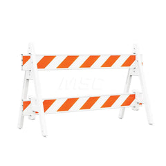 Pedestrian Barrier Kits; Type: A-Frame Barricade Set; Post/Base Material: Plastic; Rope/Chain Material: Polyethylene; Post/Base Color: White; Height (Inch): 42.0; Contents: (2) 6 ft L x 7.75 in H x 1.75 in W Plastic I-Beam Boards with High Intensity Prism