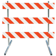 Traffic Barricades; Type: Type III; Barricade Height (Inch): 63; Material: Plastic Board; Galvanized High Carbon Steel Upright & Feet; Barricade Width (Inch): 96; Reflective: Yes; Compliance: NCHRP-350; MUTCD; Weight (Lb.): 19.0000; Top Panel Height (Inch