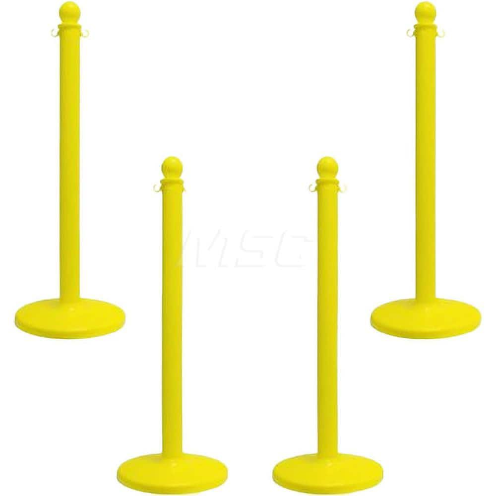 Free Standing Post Kit: 40″ High, 2″ Dia, Plastic Post Acrylonitrile Butadiene Styrene Plastic Round Base, Yellow