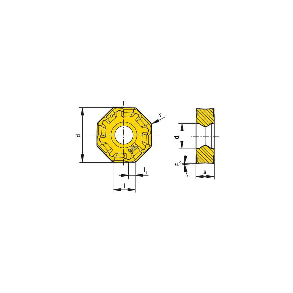 Milling Insert:  OAKU 060508SR-F50 CTPM240,  CTPM240,  Solid Carbide N/A Finish,  1.0000″ OAW