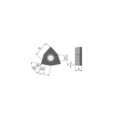 Turning Insert:  WCGW1215TN012DF3,  Polycrystalline Cubic Boron Nitride TiCN Finish,  Neutral,  0.0079″ Corner Radius,  80.0 &deg N/A Trigon,  Series  WCGW