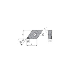 Turning Insert:  DCGW21.52FN_A3 CTDMD05,  Polycrystalline Diamond Neutral,  1/4″ Inscribed Circle,  0.0315″ Corner Radius,  55.0 &deg N/A Diamond,  Series  DCGW