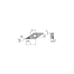 Turning Insert:  VCGT220.5FN_A5 CTDMD05,  Polycrystalline Diamond Neutral,  1/4″ Inscribed Circle,  0.0079″ Corner Radius,  35.0 &deg N/A Diamond,  Series  VCGT