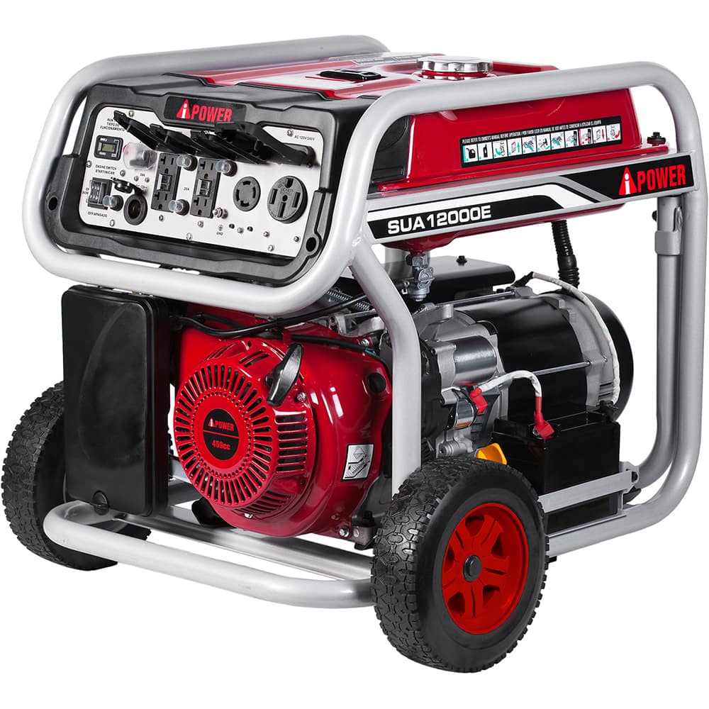 AI Power - Portable Power Generators; Fuel Type: Gasoline ; Starting Method: Electric/Manual ; Wattage: 12000 ; Wattage (kW): 12 ; Run Time Full Load (Hours): 7.00 ; Horsepower (HP): 16 - Exact Industrial Supply