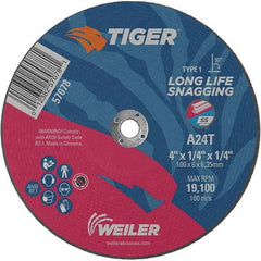 Weiler - 4 x 1/4, 1/4" Hole Aluminum Oxide Cutoff Wheel - A1 Tooling