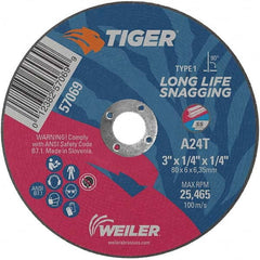 Weiler - 3 x 1/4, 1/4" Hole Aluminum Oxide Cutoff Wheel - A1 Tooling