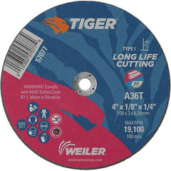 Weiler - 4 x 1/8, 1/4" Hole 36 Grit Aluminum Oxide Cutoff Wheel - A1 Tooling