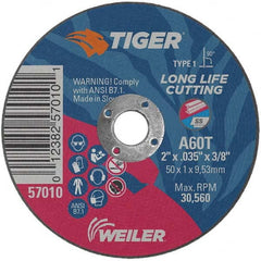 Weiler - 2 x 0.035, 3/8" Hole 60 Grit Aluminum Oxide Cutoff Wheel - A1 Tooling