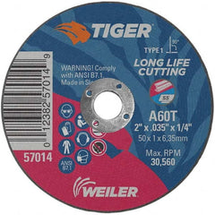 Weiler - 2 x 0.035, 1/4" Hole 60 Grit Aluminum Oxide Cutoff Wheel - A1 Tooling