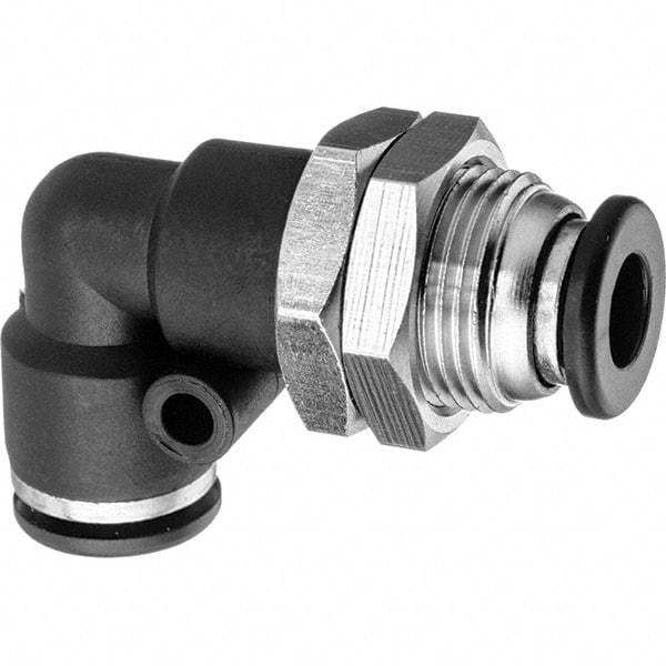 Value Collection - 3/8" OD, Nylon Push-to-Connect Bulkhead Union Elbow - 150 Max psi, Black - A1 Tooling