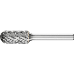 PFERD - SC-5, 1/2" Cut Diam, 1/4" Shank Diam, Carbide End Cut Diamond Cut Cylinder with Radius End Burr - Exact Industrial Supply