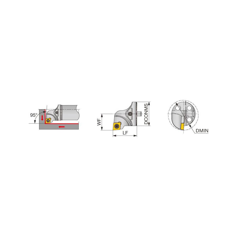 Replaceable Boring Bar Heads; Compatible Insert Style: CCMT; Compatible Insert Size Code: 432; Tool Material: Steel; Multi-use Tool: Yes; Lead Angle: 93.000; Through Coolant: Normal Pressure; For Shank Diameter: 1.5750 in; Cutting Tool Application: Facing