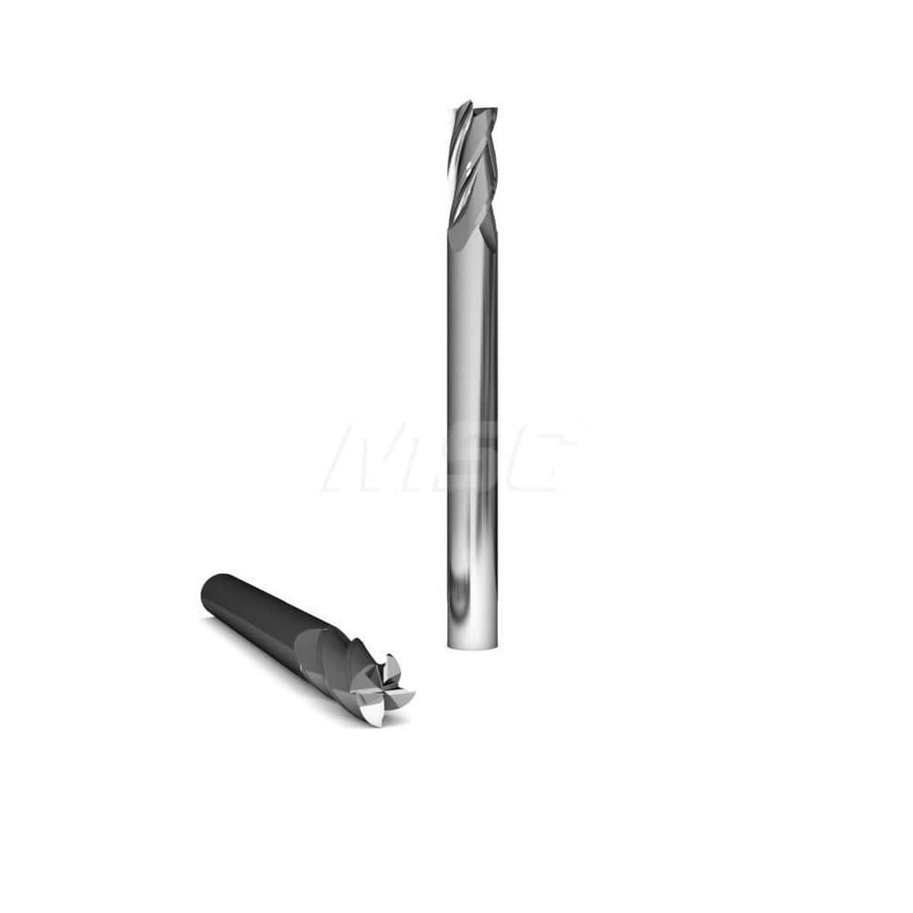 Square End Mill: 1'' Dia, 3'' LOC, 1'' Shank Dia, 6'' OAL, 2 Flutes, Solid Carbide Single End, Uncoated, Upcut Flute, 30 ° Helix, Centercutting, RH Cut, RH Flute, Series 225