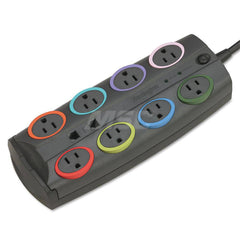 ACCO - Power Outlet Strips; Amperage: 15 ; Voltage: 120 ; Number of Outlets: 8 ; Material: ABS Plastic ; Mounting Type: Floor ; Cord Length (Feet): 8 - Exact Industrial Supply