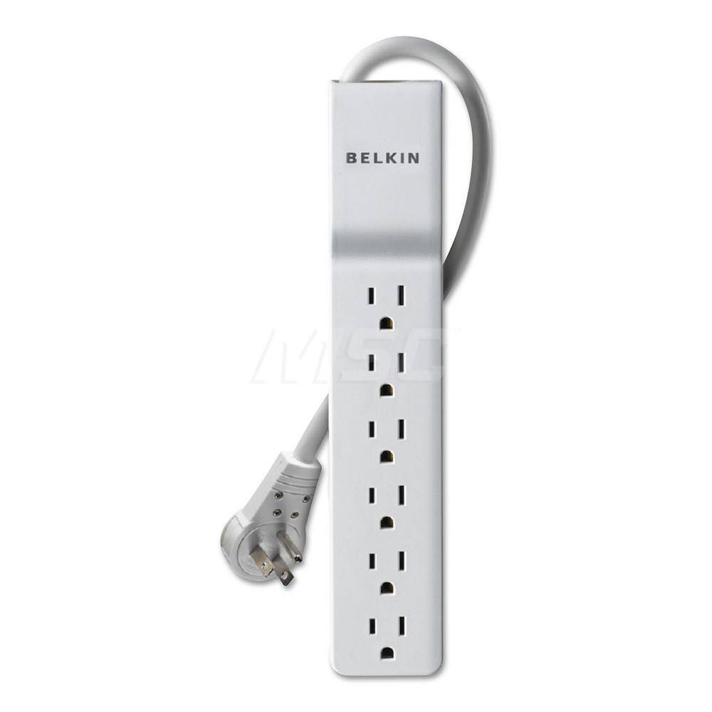 Belkin - Power Outlet Strips; Amperage: 15 ; Voltage: 125 ; Number of Outlets: 6 ; Material: Plastic ; Mounting Type: Floor ; Cord Length (Feet): 6 - Exact Industrial Supply