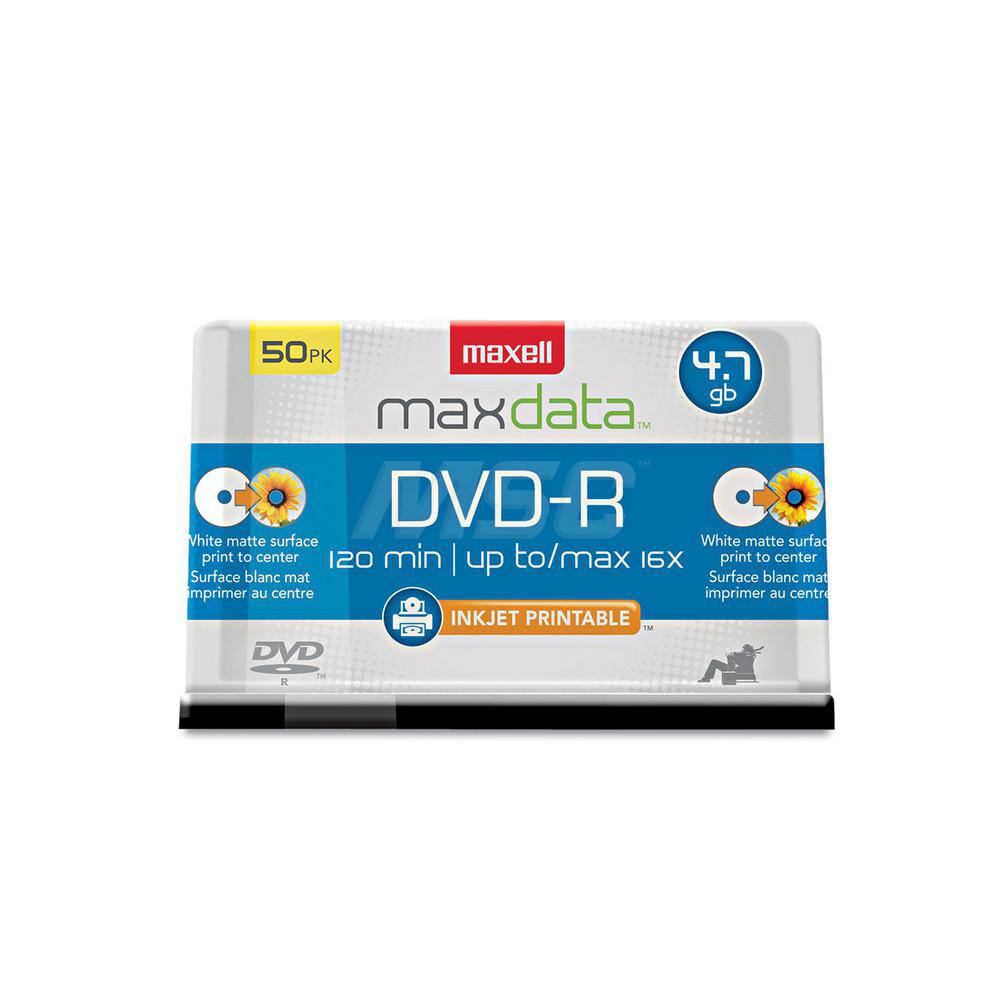 Maxell - Office Machine Supplies & Accessories; Office Machine/Equipment Accessory Type: DVD+R Disc ; For Use With: Inkjet Printer ; Color: White - Exact Industrial Supply