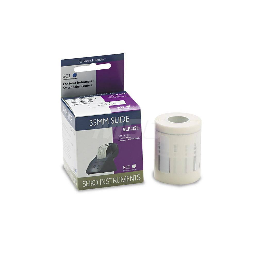 Seiko - Labels, Ribbons & Tapes; Type: Self-Adhesive Slide Label ; Color: White ; For Use With: Seiko SLP 420 or Above; 240; 200; 220 Series Smart Label Printers ; Width (Inch): 7/16 ; Length (Inch): 1-1/2 ; Material: Paper - Exact Industrial Supply