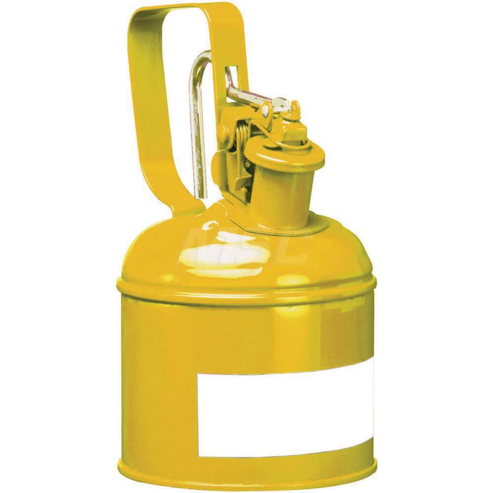 Justrite - Safety Dispensing Cans; Capacity: 1 Pt. ; Material: Steel ; Color: Yellow ; Height (Decimal Inch): 8.250000 ; Diameter/Length (mm): 4.81 ; Approval Listing/Regulations: FM Approved; UL; ULC; TUV - Exact Industrial Supply