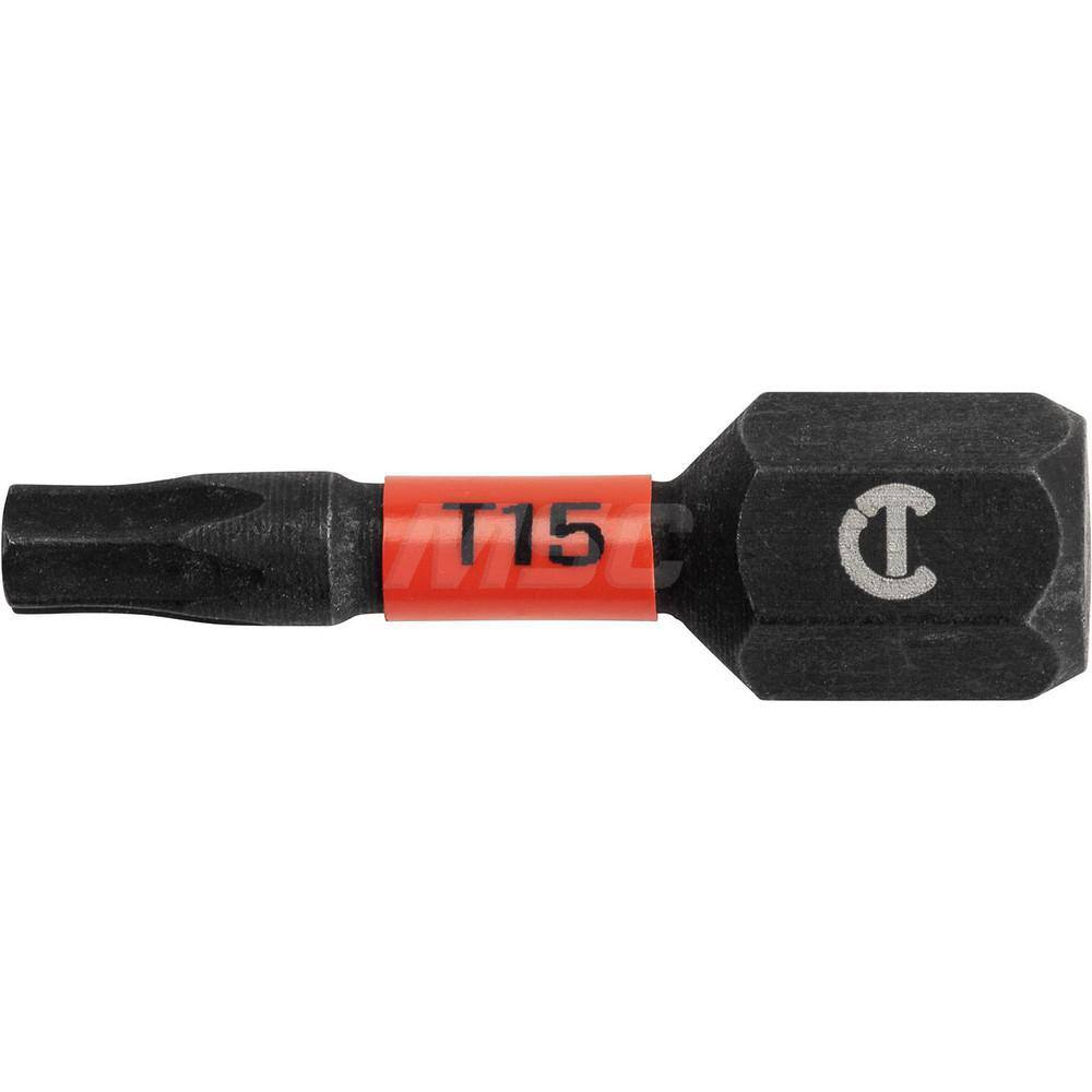 Crescent - Torx Screwdriver Bits; Type: Bit ; Drive Size (Inch): 1/4 ; Style: Power Bit ; Torx Size: T15 ; Overall Length Range: 1" - Exact Industrial Supply