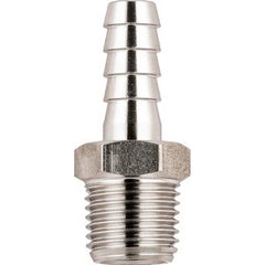 Pipe Hose Barb Adaptor: 1/2″ Fitting, 316L Stainless Steel BSPT, 290 psi