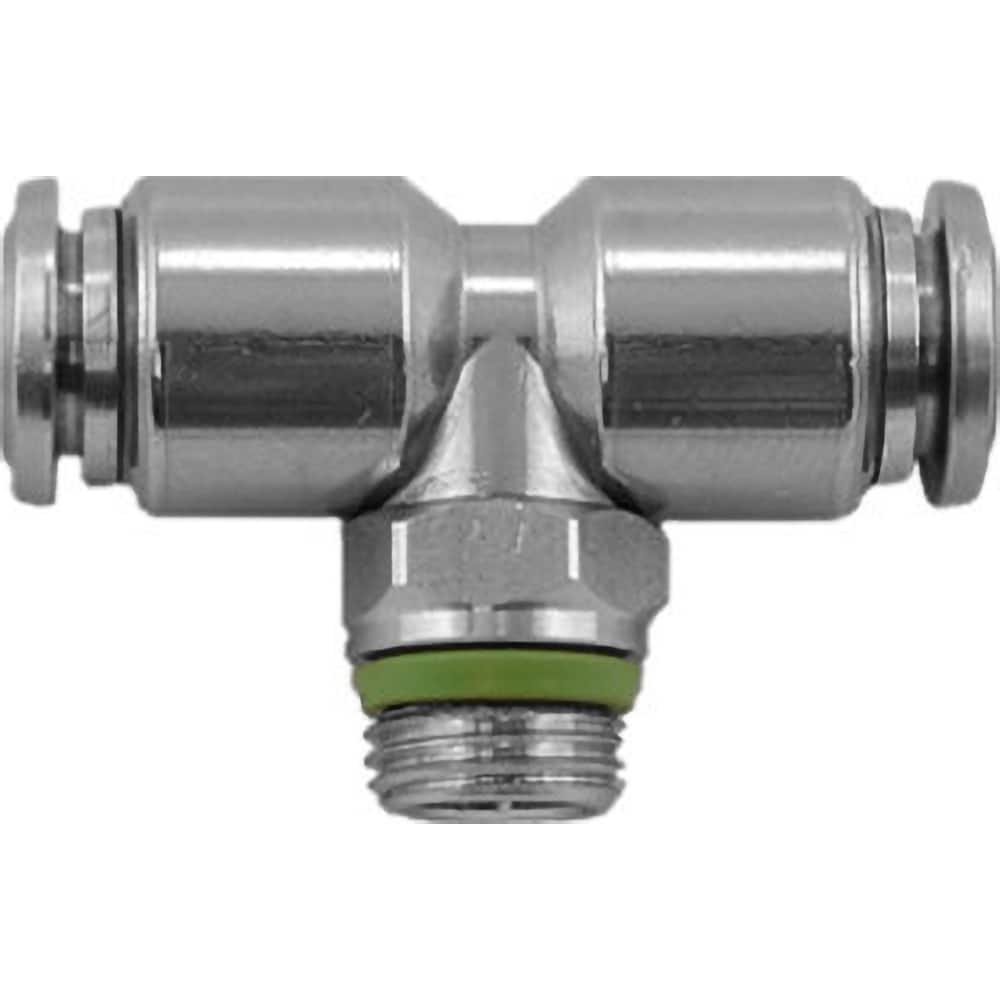 Aignep USA - Metal Push-To-Connect Tube Fittings; Type: Male Branch Tee Swivel ; Tube Outside Diameter (mm): 8 ; Maximum Working Pressure: 290.000 ; Connection Style: Push to Connect ; Connection Type: Push to Connect ; Material: 316L Stainless Steel - Exact Industrial Supply