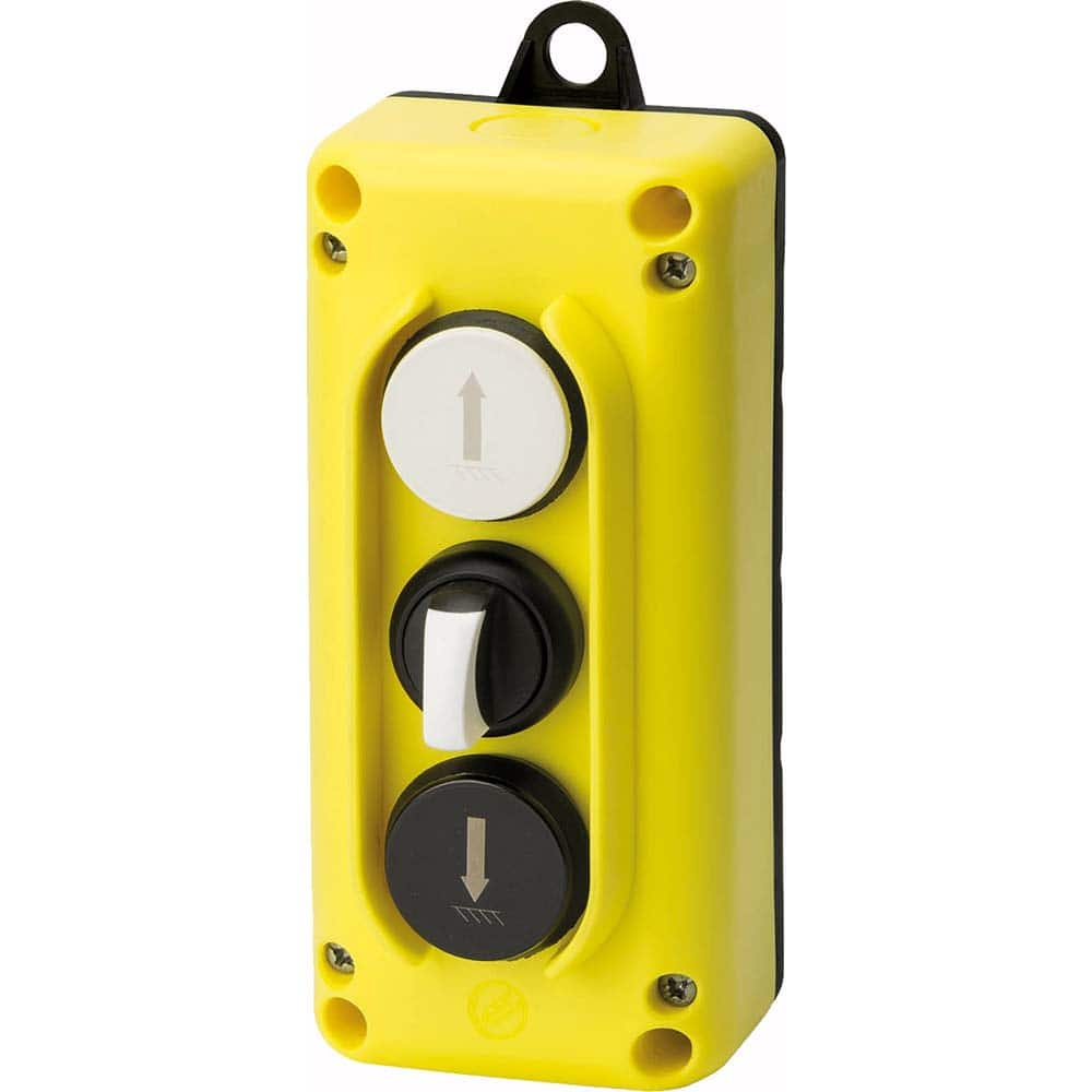 Automation Systems Interconnect - Pushbutton Switch Accessories; Switch Accessory Type: Pushbutton Operator; Selector Switch Operator; Pushbutton Operator ; For Use With: Hoists; Cranes ; Pushbutton Type: Flush ; Pushbutton Shape: Round ; Color: Yellow ; - Exact Industrial Supply