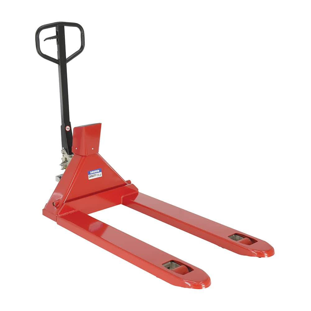 Vestil - Pallet Trucks/Jacks; Type: Scale Pallet Truck ; Load Capacity (Lb.): 5000.000 ; Overall Width (Inch): 27-1/2 ; Length of Forks (Inch): 46 ; Fork Width (Inch): 27 ; Low Height (Inch): 2-51/64 - Exact Industrial Supply