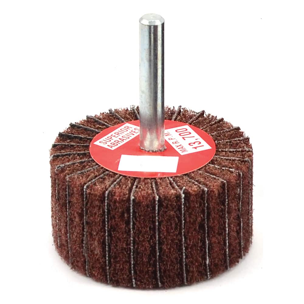 Superior Abrasives - Mounted Flap Wheels; Abrasive Type: Non-Woven ; Outside Diameter (Inch): 1 ; Face Width (Inch): 1 ; Abrasive Material: Aluminum Oxide ; Grit: 180 ; Mounting Type: 1/4" Shank - Exact Industrial Supply