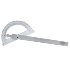 Insize USA LLC - Round & Rectangular Head Protractors; Head Type: Round ; Blade Length (mm): 150.0000 ; Blade Length (Inch): 5.9 ; Maximum Measurement (Degrees): 180.00 ; Dial Graduation (Degrees): 1.00 ; Dial Range: 0-180 - Exact Industrial Supply