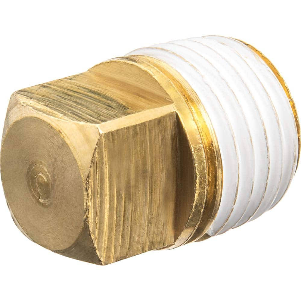 USA Sealing - Brass & Chrome Pipe Fittings; Type: Solid Square Head Plug ; Fitting Size: 1/4 ; End Connections: MNPT w/Thread Sealant ; Material: Brass ; Pressure Rating (psi): 125 ; Finish/Coating: Uncoated - Exact Industrial Supply